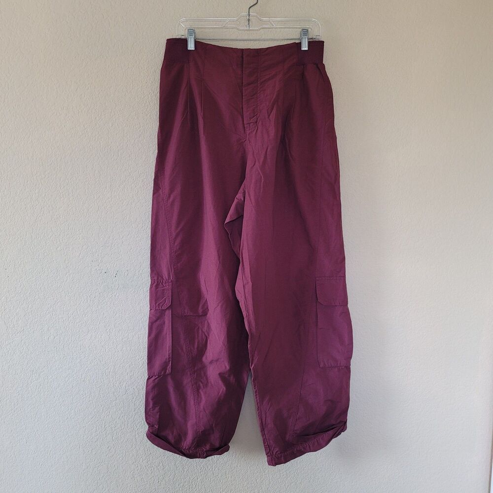 Free People FP Movement Mesmerize Me Parachute Cargo Pant Womens Large Burgundy